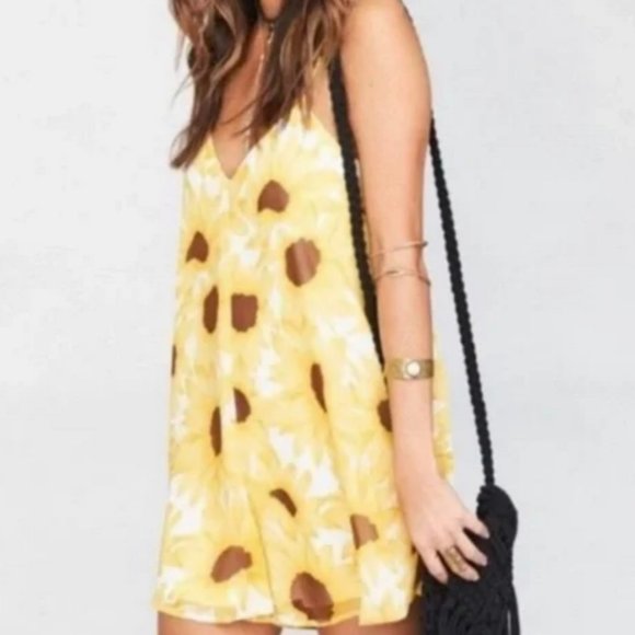 Show Me Your Mumu Women's Yellow Mumu Sunflower Romper Size Medium - Picture 2 of 13
